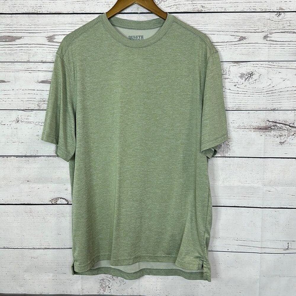 Duluth Trading Tee Shirt Top Mens Medium Gray Green Nylon Hiking Texture Outdoor